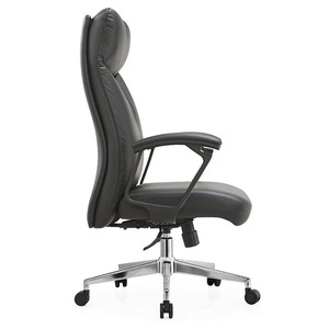 Chaise de bureau ergonomique en cuir noir pivotante avec accoudoirs pour bureau et usage commercial - Product Image 2