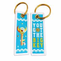 Porte-clés brodé, grand breloque clé, motif vague bleue, 'You Got the Big Key', porte-clés en tissu personnalisé, étiquette de bagage, cadeau
