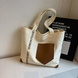 Frais petit étudiant sac fourre-tout à bandoulière nouvelles lettres de broderie de marée sur sac à main en toile à motif personnalisé pour les étudiants - Product Image 1