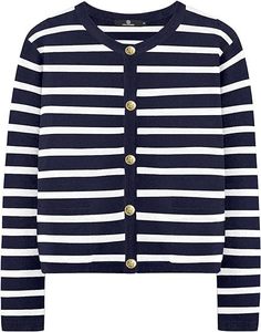 Cárdigan de Punto a Rayas Casual para Mujer, Moderno, Holgado, de Alta Calidad, Transpirable, con Botones, para Invierno - Product Image 4