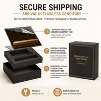 Support de menu en acrylique transparent de qualité supérieure avec base en bois de hêtre naturel, support de menu incliné en forme de L pour la présentation sur la table des restaurants
