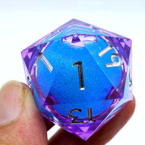 نرد كبير متعدد الأوجه <span class=keywords><strong>D20</strong></span> مقاس 33 ملم، أزرق وأرجواني، بلاستيك صديق للبيئة، مجموعة هدايا DND، ألعاب طاولة خيالية وخيال علمي - سائل 4 - Product Image 4