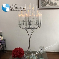 ZT-361 Décoration internationale 25 bras mariage candélabres en métal avec cylindre en verre