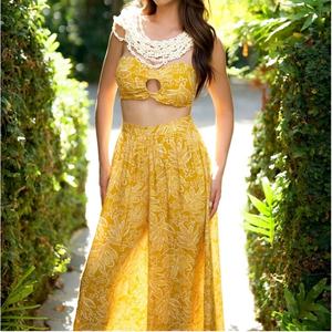 Ensemble deux pièces pour femme, style 2025, pantalon de costume, robe hawaïenne, haut tube en rayonne sur mesure et pantalon - Product Image 3