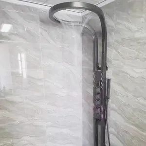 Luxury Matte Full Body Rain Bathroom Shower Faucets Stainless Steel Black Shower Set Rainfall Multifunctional Shower System