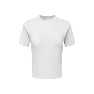 Camiseta de mujer de algodón de fibra larga estilo americano con cuello redondo, informal, deportiva, de manga corta, con logo y efecto adelgazante en el hombro. - Product Image 2