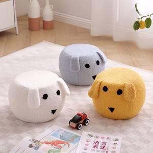 Children's Cartoon Dog <b>Stool</b> Soft <b>Round</b> Ottoman For Kids And Adults Home Living Room Floor Seat Yellow Purple Blue White - Product Image 3