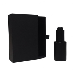 Luxury logo Printed <b>Empty</b> Skincare Container 30ml Black Frosted Glass Face Oil Serum Bottle With Paper <b>Box</b> Packaging - Product Image 3