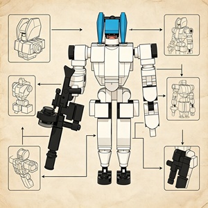 Kit de construction de soldat mecha clown, briques de construction DIY, robot mecha à assembler, blocs de construction éducatifs STEM, jouet d'apprentissage, ensemble de jeu - Product Image 3