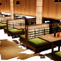 Modernes Massivholz Umweltfreundliches Quadratisches Karten-Sitz-Tisch-Stuhl-Set Restaurant Kommerzieller Empfang Sofa Wandmontiert Hochdichte Ausführung