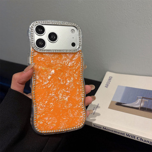 Nueva Funda para Teléfono con Diseño de Conchas Marinas y Diamantes para iPhone 17 16 15 14 Pro Max, Textura de Concha Iridiscente, Degradado Ombre Ondulado - Product Image 5