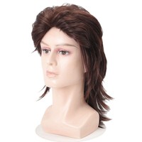 Perruque Mullet Homme Européen-Américain, Cheveux Courts Volumineux, Fibre Haute Température, Fabriquée à la Machine, Sans Lacet, Densité 180%, Pour Fête et Cosplay