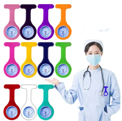 Relógios de enfermeira médica, relógio digital de silicone para enfermeiras, bolso para enfermeira