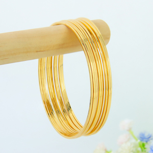 2pcs Dubai Stackable <b>Bangles</b> 21k Gold Plated Simple Design Ladies Bracelet Jewelry for Daily Event Party - Product Image 2