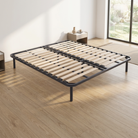 Sommier pliant en métal à tubes épais anti-rouille avec lattes en bois flexibles, base de lit plateforme respirante pour chambre California King