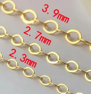 Tarnish Free 1/20 14K Gold Filled Flat Link O Chain Permanent Jewelry Multi Sizes Extender Loose Role Chain For Necklace Making