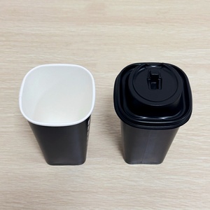 Custom <b>Disposable</b> Square Paper <b>Cup</b> for Coffee Shops and Serving Mineral Water Energy Drinks with Lid - Product Image 4