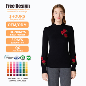 Suéter de Punto Personalizado al por Mayor, Jersey de Manga Larga para Invierno, Cálido, Transpirable, con Bordado para Mujer - Product Image 2