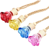 6ml Rose En Forme De Parfum Pendentif Ornements désodorisant Parfum De Voiture Suspendu Parfum Diffuseur Bouteille En Verre