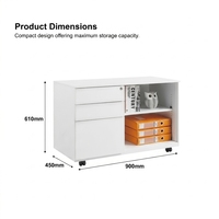 Armoire de classement mobile blanche moderne avec porte à tambour et 3 tiroirs à roulettes pour la maison, le bureau et l'école