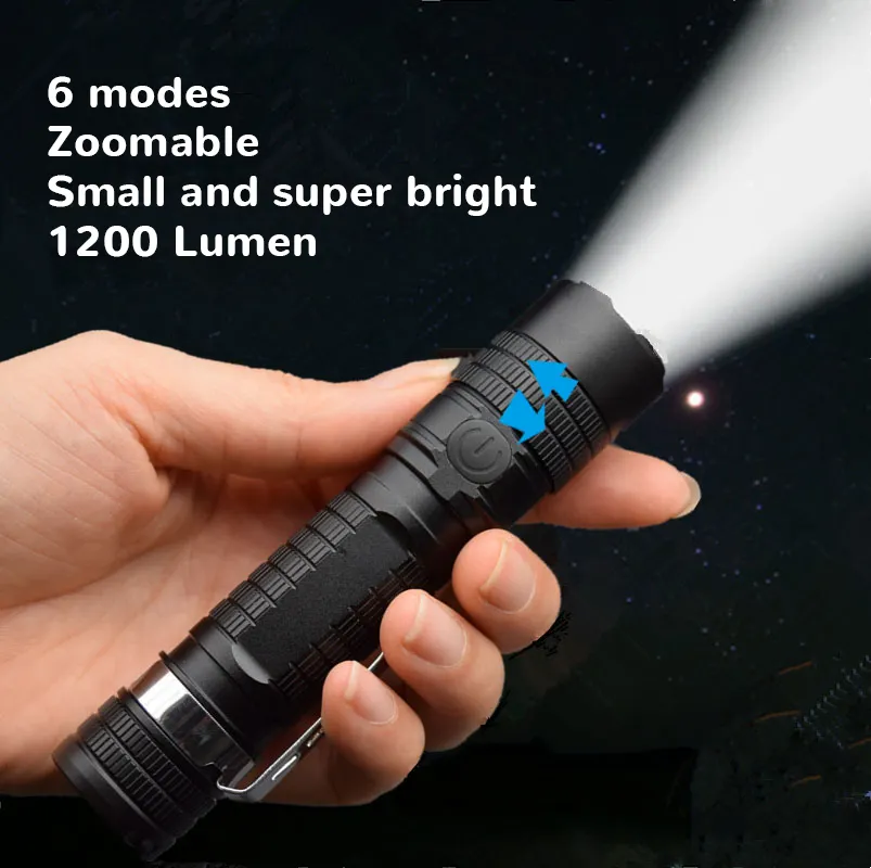 Hot Sale Factory Directly Supply 18650 Rechargeable Battery Outdoor Hunting Zoom Keychain Flashlight