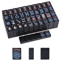 Vente en gros usine : Jeu de tuiles de mahjong américain noir Neon Shadow, 166 tuiles gravées de qualité supérieure
