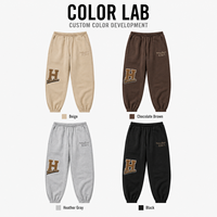 Pantalon de survêtement pour homme en molleton de coton épais, taille élastique, avec broderie chenille, style streetwear décontracté, vente en gros