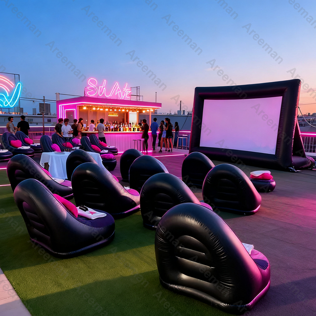 Hot Sale Blow up Movie Screen and Projector Inflatable Movie Screen Outdoor with Inflatable Chair