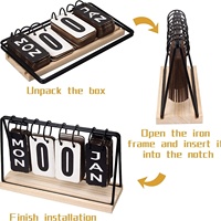 Calendrier de bureau en bois personnalisé, calendrier perpétuel vintage à feuilles mobiles avec grand affichage, calendrier de bureau quotidien à faire soi-même
