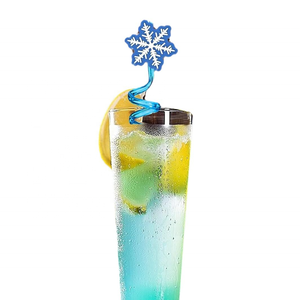 Glitter Reusable Frozen Plastic Straws Drinking Straws Frozen Party Favors Snowflake Shape Straws Frozen Party <b>Decoration</b> - Product Image 5