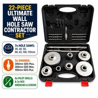 Set Bor Inti Beton BEILI TCT Wall Hole Saw Kit 8-22Pcs SDS Plus Max dengan Kotak Aluminium untuk Pemotong Batu Bata dan Tembok