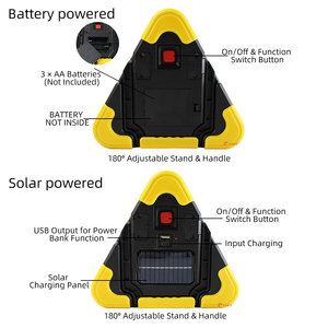 Triángulo de Advertencia de Tráfico Solar Recargable con Luz LED de Emergencia y Luz de Trabajo COB para Averías de Coche y Seguridad Vial - Product Image 3