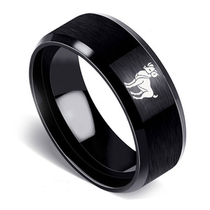 Caliente de moda de acero inoxidable 12 anillos del zodiaco 8MM doble bisel mate joyería para hombres y mujeres - Product Image 5
