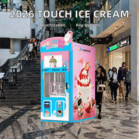 Nouvelle machine distributrice de crème glacée entièrement automatique avec écran tactile de 21,5 pouces, compatible avec les pièces de monnaie, les cartes, les QR codes et les SDK, fabriquée en usine (OEM/ODM)