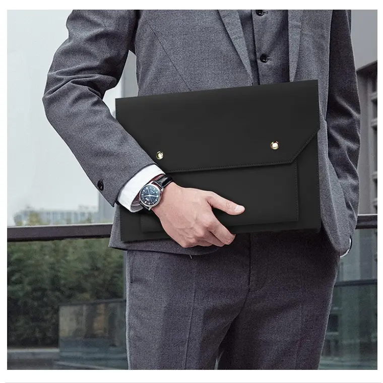Yy Housse pour ordinateur portable Premium PU Leather Skinny Laptop Case Housse pour ordinateur portable avec poche avant