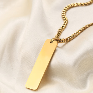 Collar Largo de Acero Inoxidable con Colgante Rectangular Liso de 40 mm para Uso Diario en Plata, Oro y Negro - Product Image 2