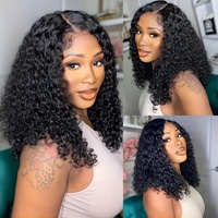 Perruque courte afro bouclée crépue en cheveux humains, perruque bob vietnamienne avec dentelle frontale HD, perruque pixie en cheveux humains pour femmes noires