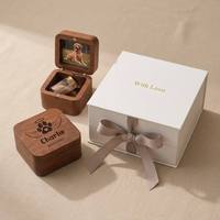 Boîte commémorative pour animaux de compagnie gravée sur mesure Landy, urne en bois pour cheveux et cendres de chien ou chat avec cadre photo, petite boîte cadeau en bois