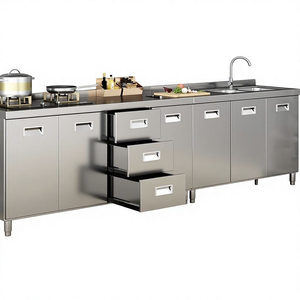 Cuisinière professionnelle en acier inoxydable avec deux brûleurs et évier intégré, 48 pouces, cuisinière à gaz encastrable, facile à nettoyer - Product Image 1