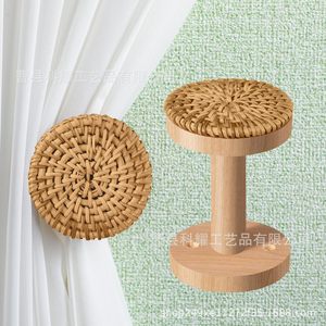 Wooden <b>Curtain</b> <b>Hook</b> Round Natural Wood Color Wall Mounted Easy Installation Bohemian Style <b>Curtain</b> Fastener - Product Image 1