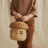 Panier en rotin en forme de champignon, fait main, tissé naturellement, boîte de rangement écologique, style bohème, décoration d'intérieur