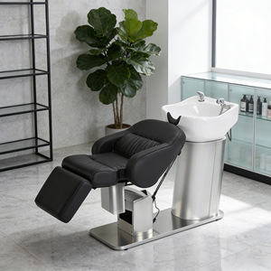 Sillón de Masaje de Lujo para Champú, Cama de Spa, Mueble de Salón con Lavabo, de Cuero PU, Portátil, para Peluquería y Barbería - Product Image 3