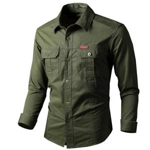 Nueva Llegada: Camisa de Trabajo para Hombre, Estilo <span class=keywords><strong>Vintage</strong></span>, Popelina Antiarrugas, Doble Bolsillo, Manga Larga, Casual, con Botones, para Senderismo y Camping al Aire Libre - Product Image 1