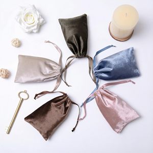 Pochettes en velours multicolores à cordon de serrage, rectangulaires, pour bijoux, cadeaux, mariage, fête, emballage de Noël - Product Image 6
