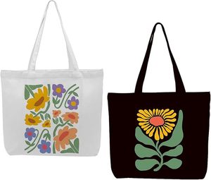 Sac fourre-tout vintage en toile de couleur unie à motif floral, résistant à l'eau, ouverture supérieure, jaune vert menthe, toutes saisons, pour les voyages - Product Image 1
