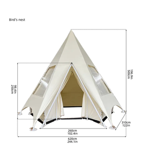 Tente de camping respirante en toile quatre saisons pour 3-4 personnes, avec une chambre et un salon, idéale pour les aventures en plein air - Product Image 5