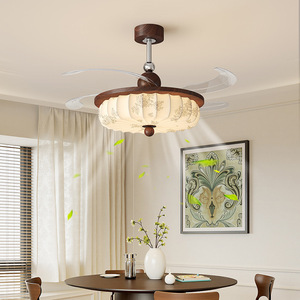 Lampes à <span class=keywords><strong>ventilateur</strong></span> vintage, luminaires de plafond pour restaurant, <span class=keywords><strong>silencieux</strong></span> en tissu imprimé esthétique rétro de la dynastie Song, couvre-lit - Product Image 1