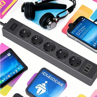 Multiprise standard européenne à 5 prises avec interrupteur, charge rapide USB et Type C pour la maison, le bureau et le bureau