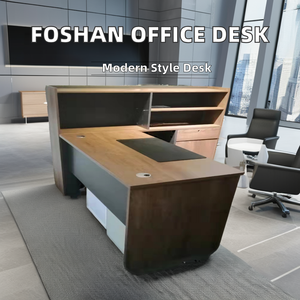 Escritorio de oficina ejecutivo moderno de lujo, muebles de madera de alta calidad con diseño extensible duradero para oficina en casa - Product Image 5