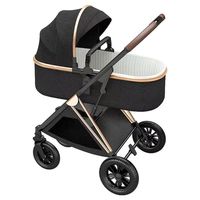 Poussette de luxe en lin pour bébé, certifiée EN1888, pliable, avec roues universelles à 360°, design élégant